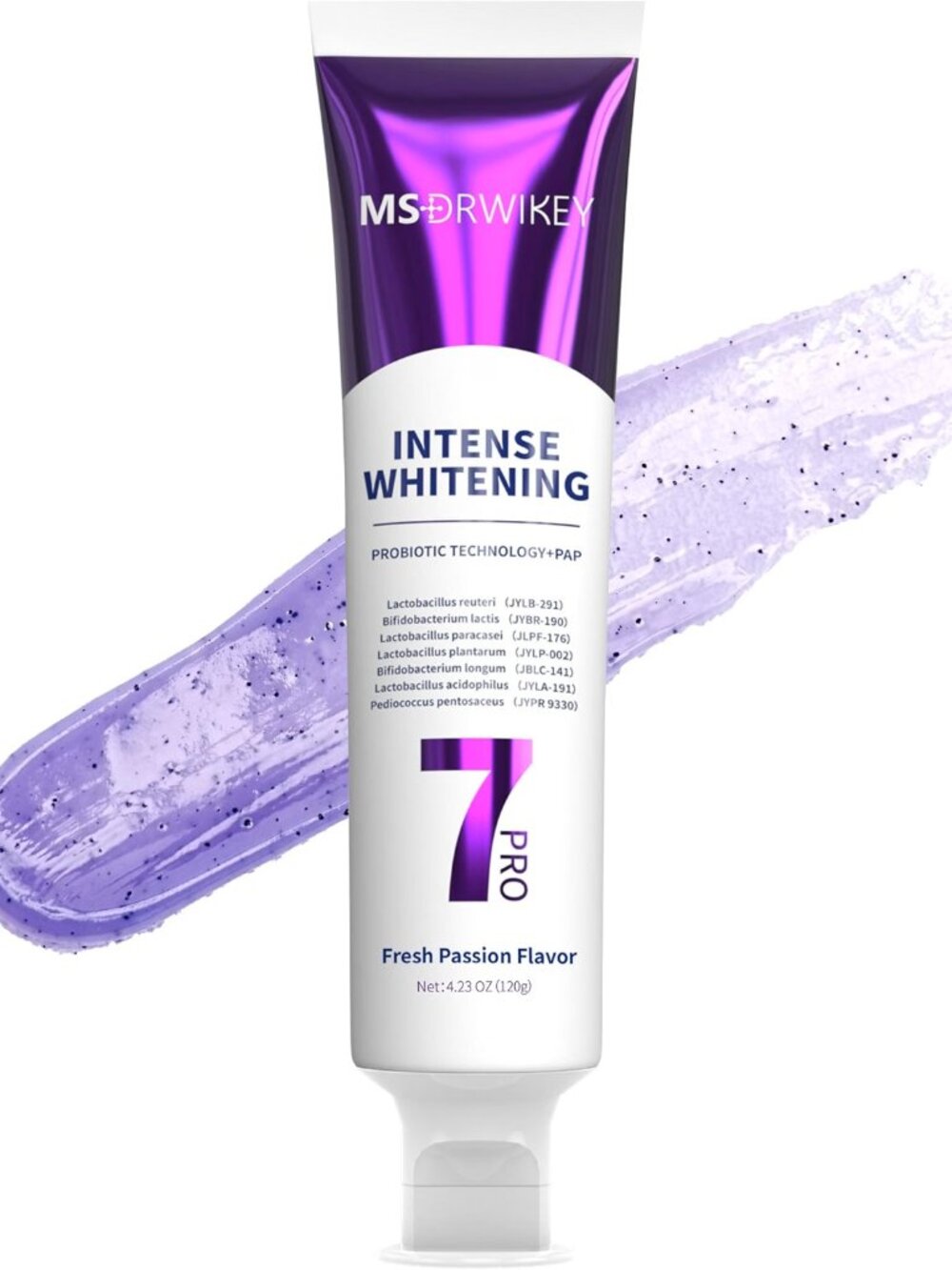 MSDRWIKEY 7-Pro Toothpaste 7 Probiotics Powerful Whitening Fresh Passion 4.23oz